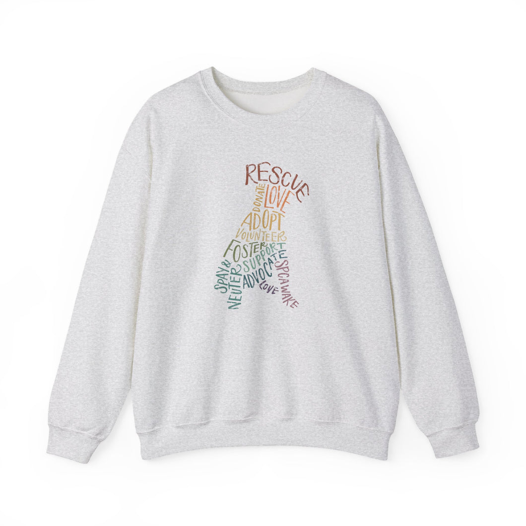 Rescue Dog Hand Lettered Crewneck Sweatshirt