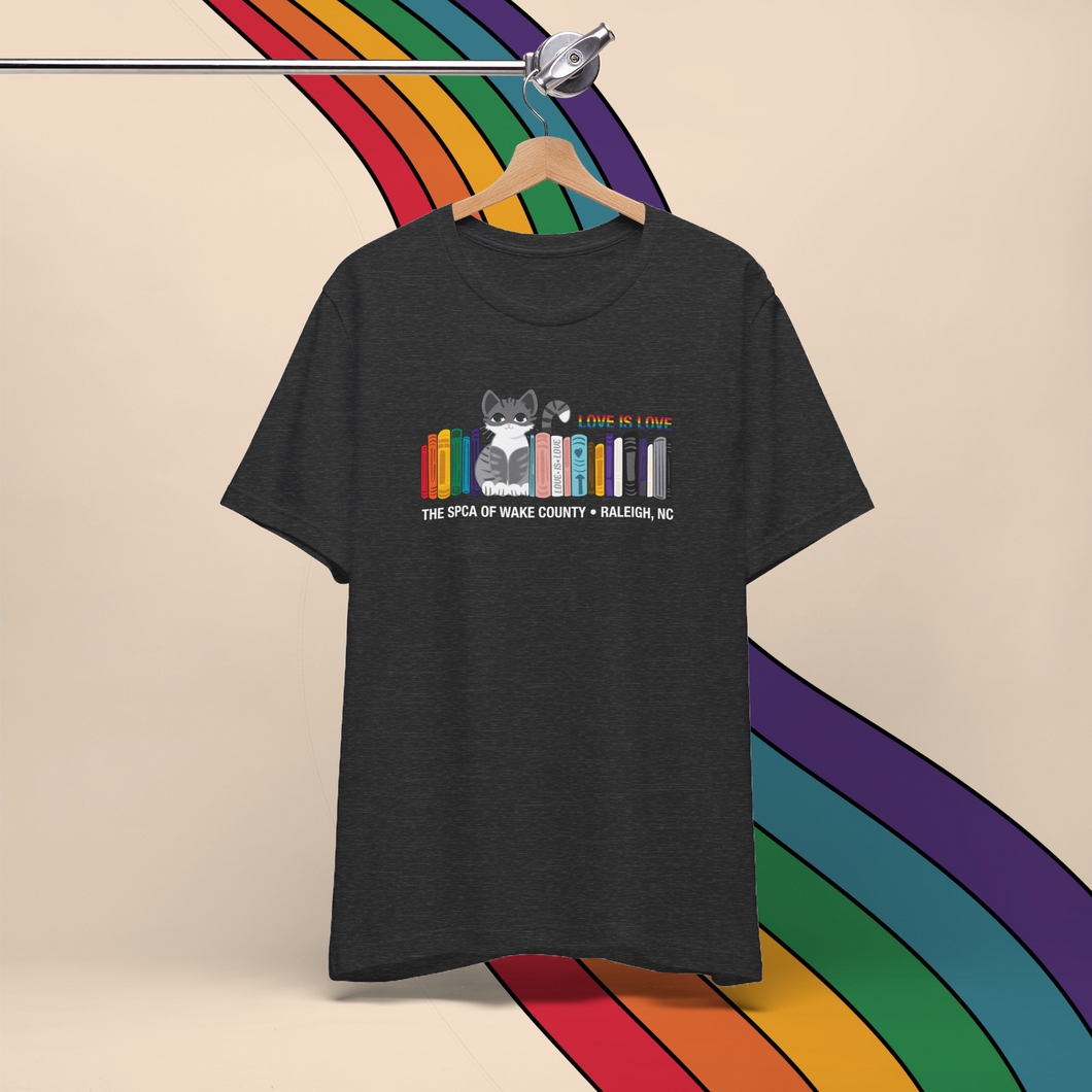 Love is Love — Cat Bookshelf Pride Tee